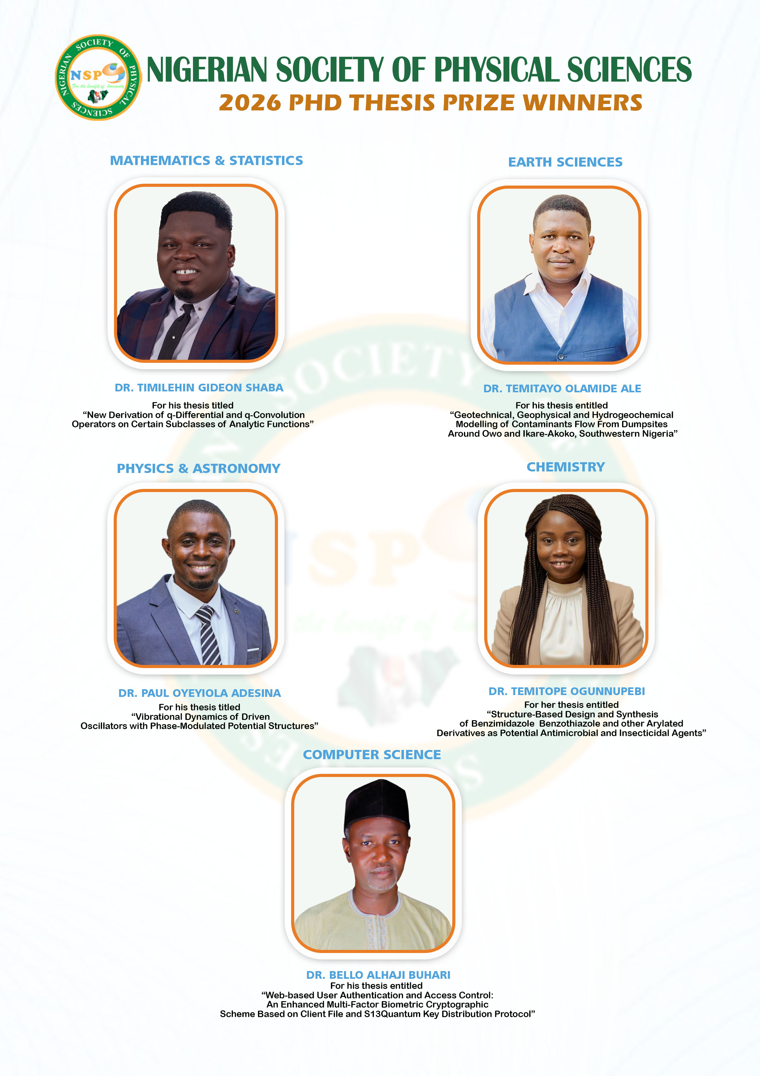 2025 PhD Thesis Prize Winners