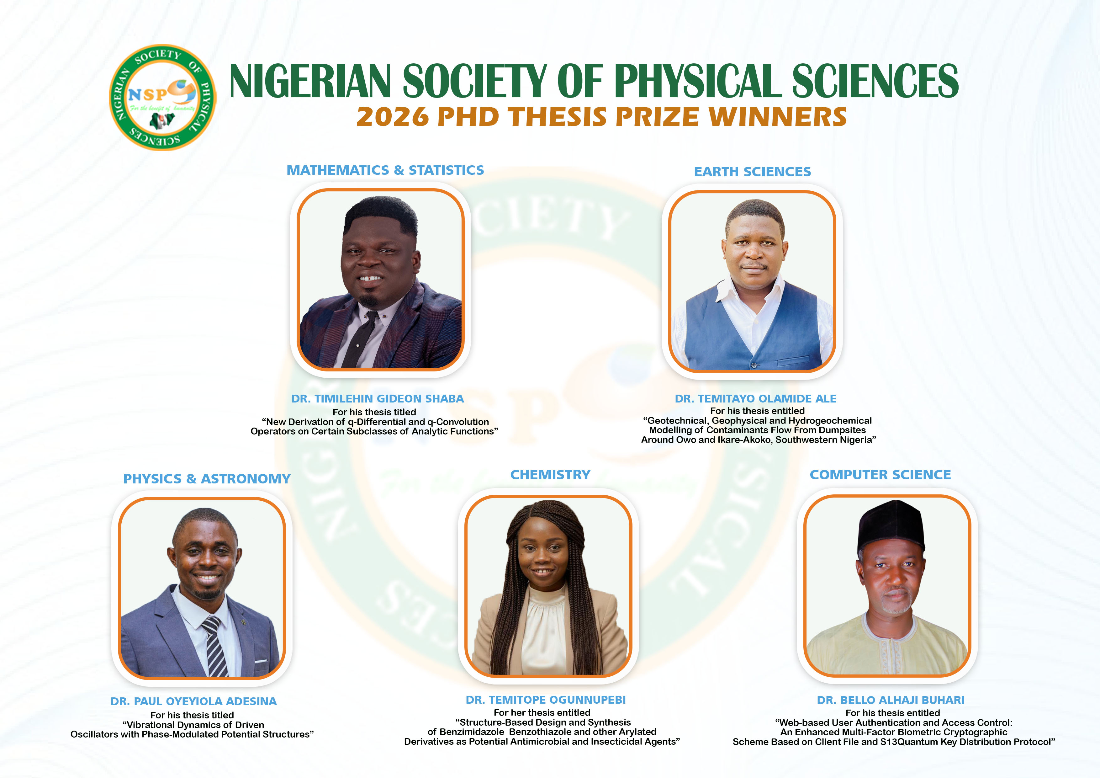 2026 NSPS PhD Thesis Prize Winners